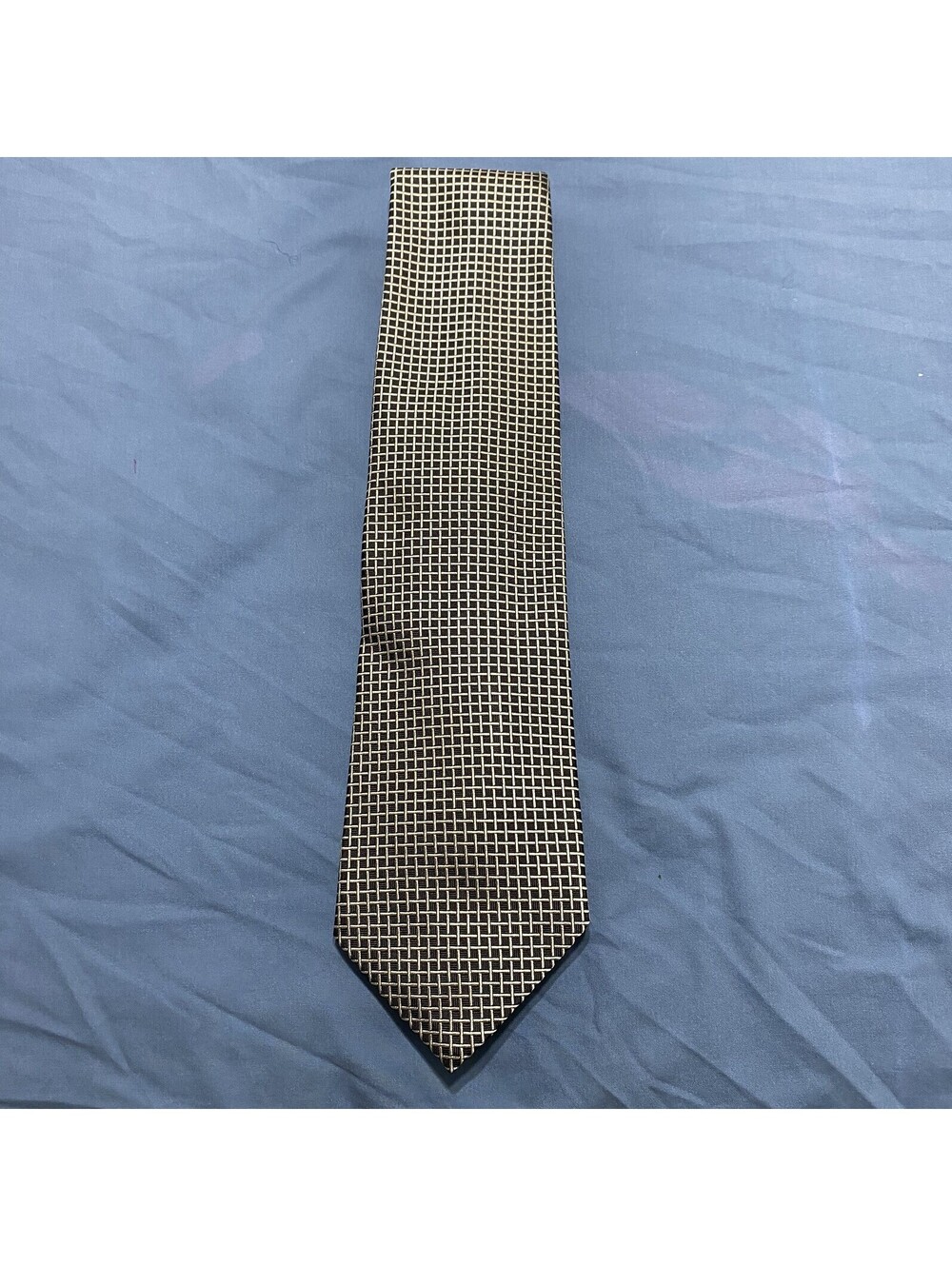 NWT Brooks Basics Pure Silk Tie Mens Geometric Check Black 56x3.75 Made in USA